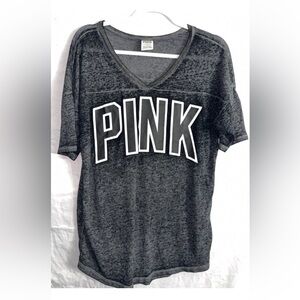 PINK Victoria's Secret Charcoal V-Neck sheer Top small